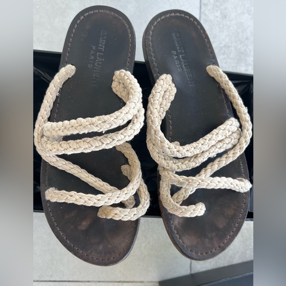 SAINT LAURENT Jude Flat Sandals In Neutral - Ecru 39 - Picture 9 of 9